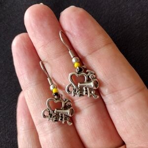 Cheerleading Silver Love To Cheer Dangle Earrings